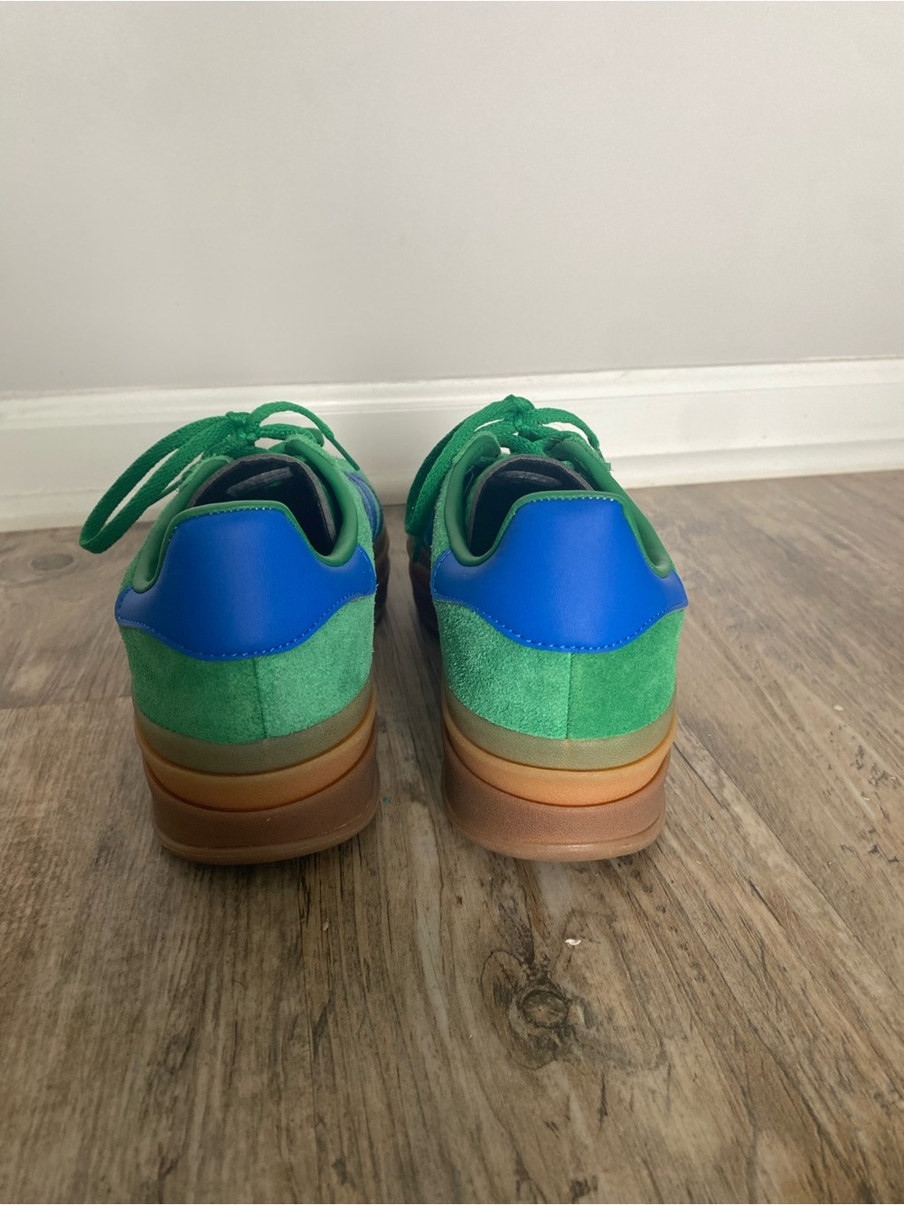 adidas Green and Blue Suede Platform Sneakers - Picture 7 of 8